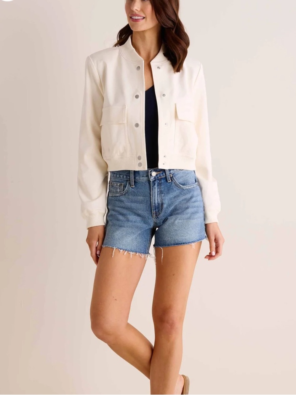 Kut from the Kloth Cream Utility Bomber Jacket, Size XL